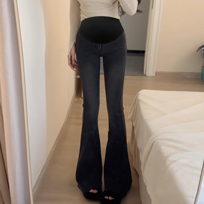 9279 # 妊婦のマイクロラップジーンズ春秋モデルの外着カジュアルなエッジ韓国版シンプルな超修身ズボン卸売り|undefined