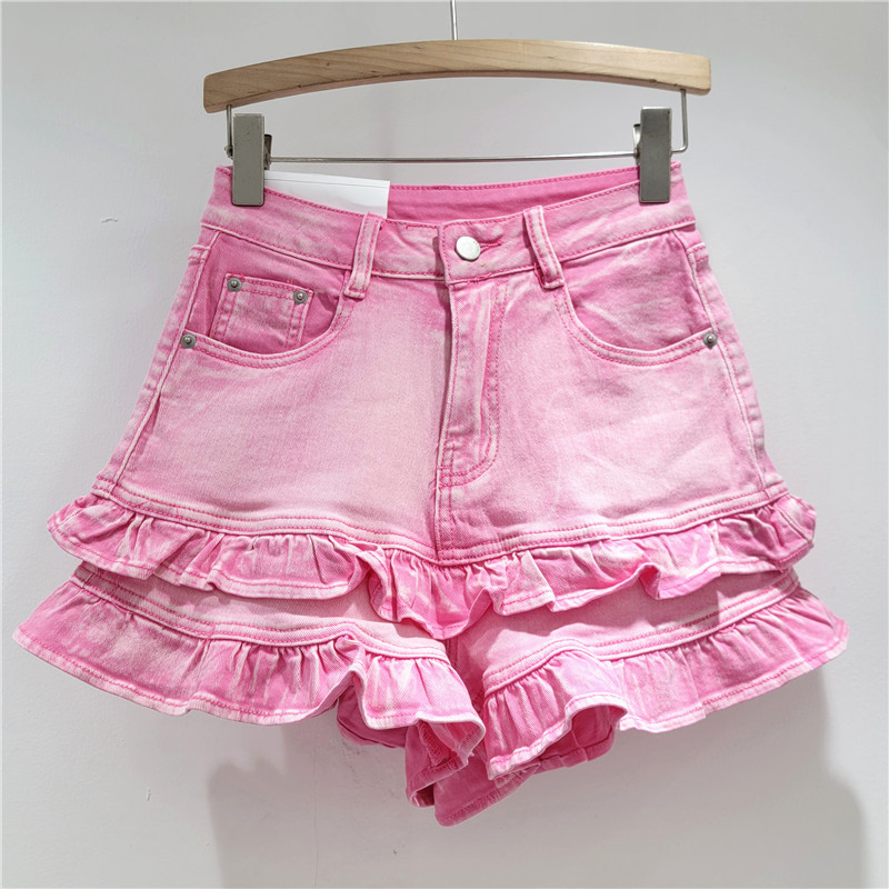 Short de Mezclilla para Mujer, Cintura Alta, Elástico, con Orla, para Verano image 3