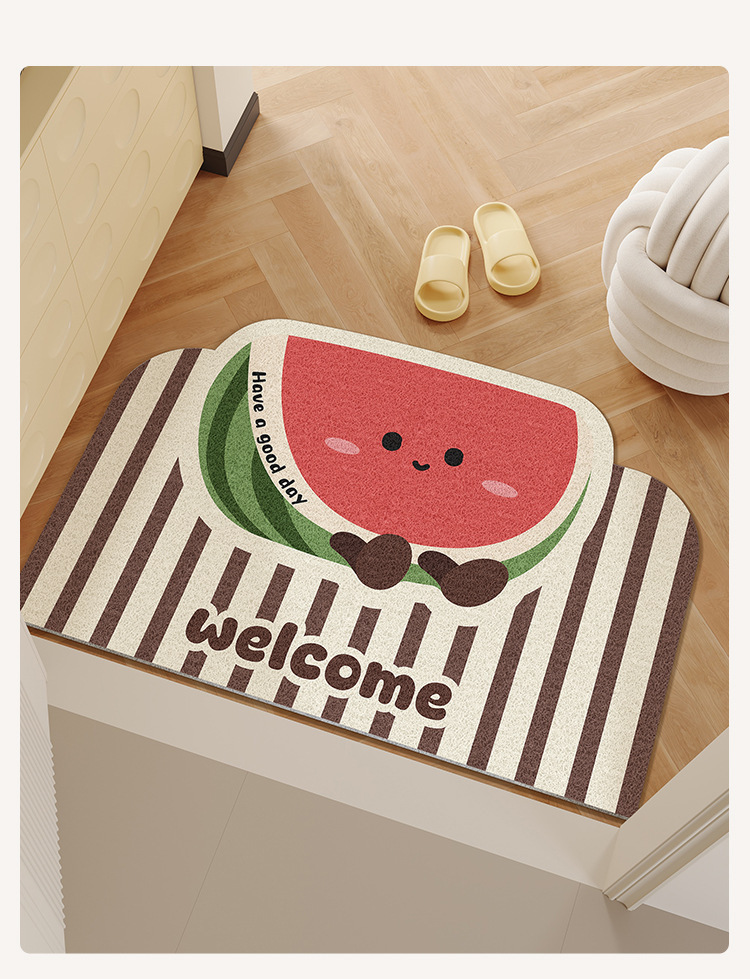 Dropshipping Available: Cute Entrance Door Mat Made of Silk Loop Material, Non-Slip and Dirt-Resistant, Suitable for Bathroom Sinks, Can Be Cut to Size
