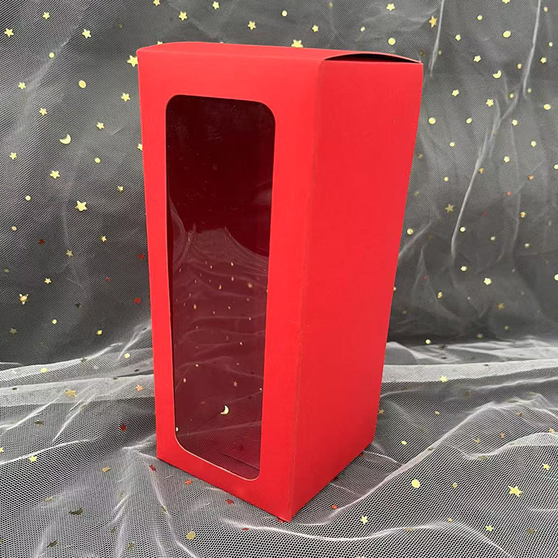 Hot Selling Rectangular Window Opening Box with Handle Doll Cup Packaging Box Glass Cup Box with Logo