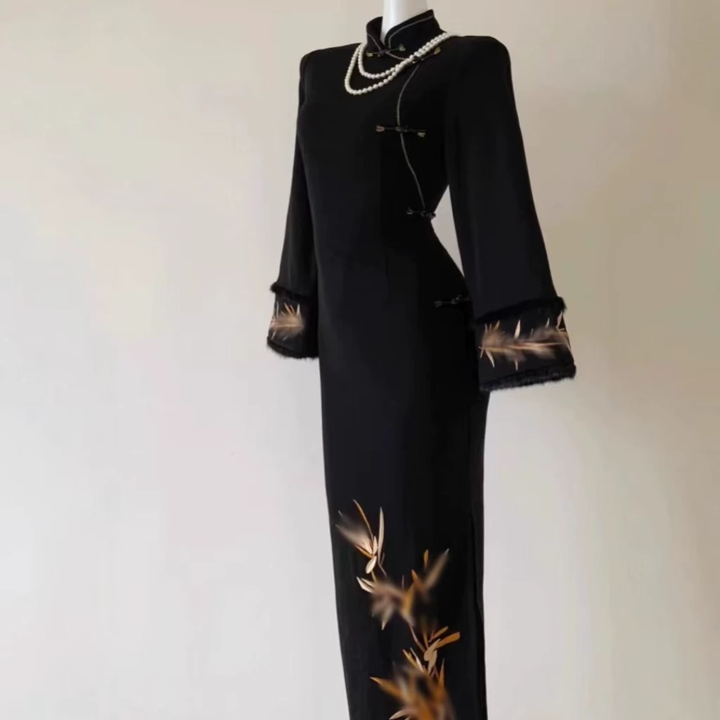 8703 #2024 новый улучшенный Cheongsam платье женский осенний и зимний молодой темперамент высокого класса