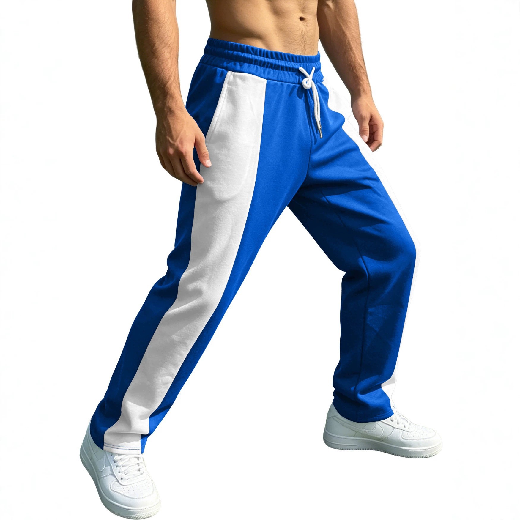 Estación independiente transfronteriza hombre americano deportivo casual relajado tela saludable cintura para correr rápido secado empalme pantalones de color contrastante