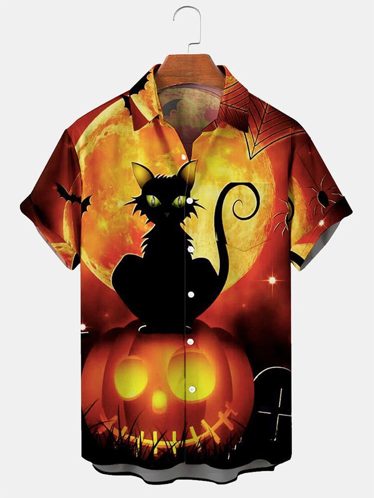 Serie Camisas estampadas Fabricantes de Halloween para hombres Hawaii Halloween Source Station Camisas digitales para hombres transfronterizos 3D