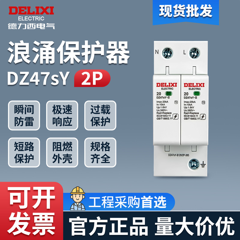Delixi Dz47Sy Surge Protector 220V Household Surge Lightning Arrester, 2P3P4P, Photovoltaic Delixi Dz47Sy Surge Protector 220V Household Surge Lightning Arrester, 2P3P4P, Photovoltaic