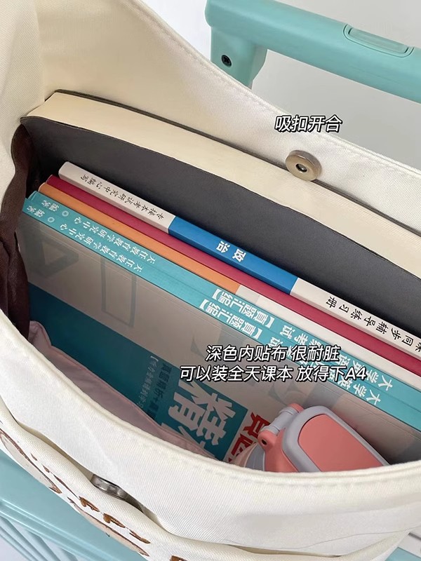 ins windsail cloth bag for girls, large-capacity student class single-shoulder tote bag, casual, cute and versatile bear shopping bag undefined
