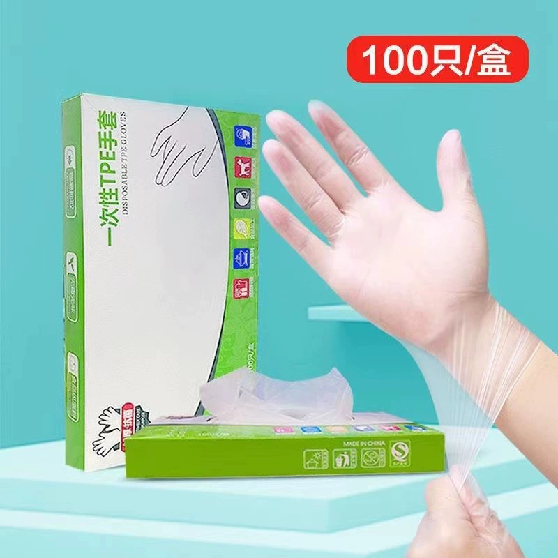 Disposable green transparent gloves
