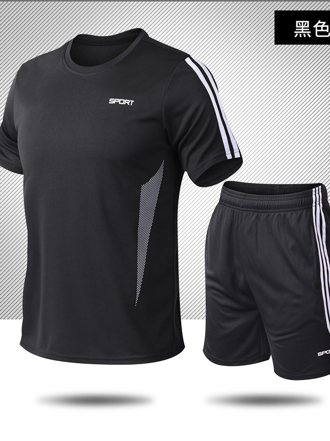 Summer quick dry sports suit for gym, with short sleeve, for running, oversize, plus size, L209 4