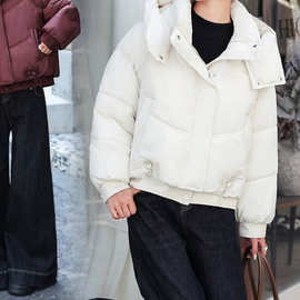 冬季牛仔拼接连帽棉服女2026新款韩版时尚加厚短款面包服棉袄其他