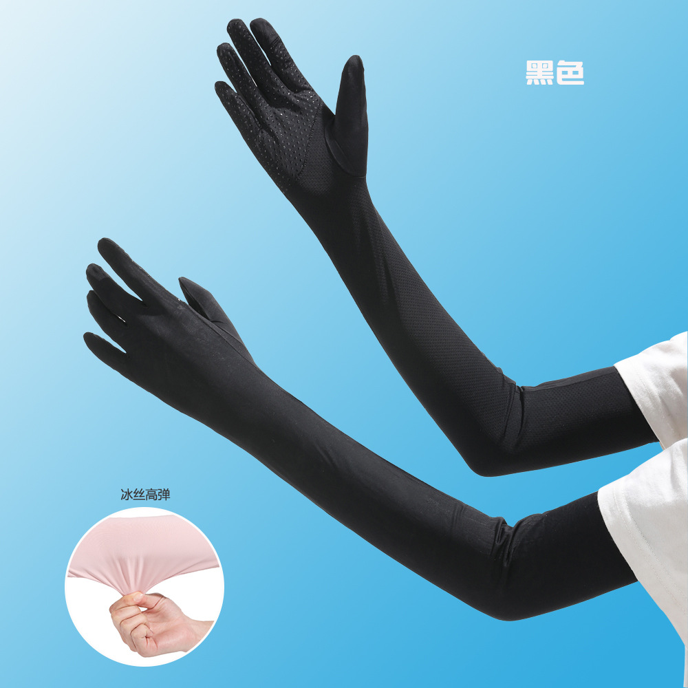 Verano de protección solar manga de hielo de seda de hielo oversleeve Mujeres Abierto dedo pantalla táctil montar protección solar UV protección flip manga guantes