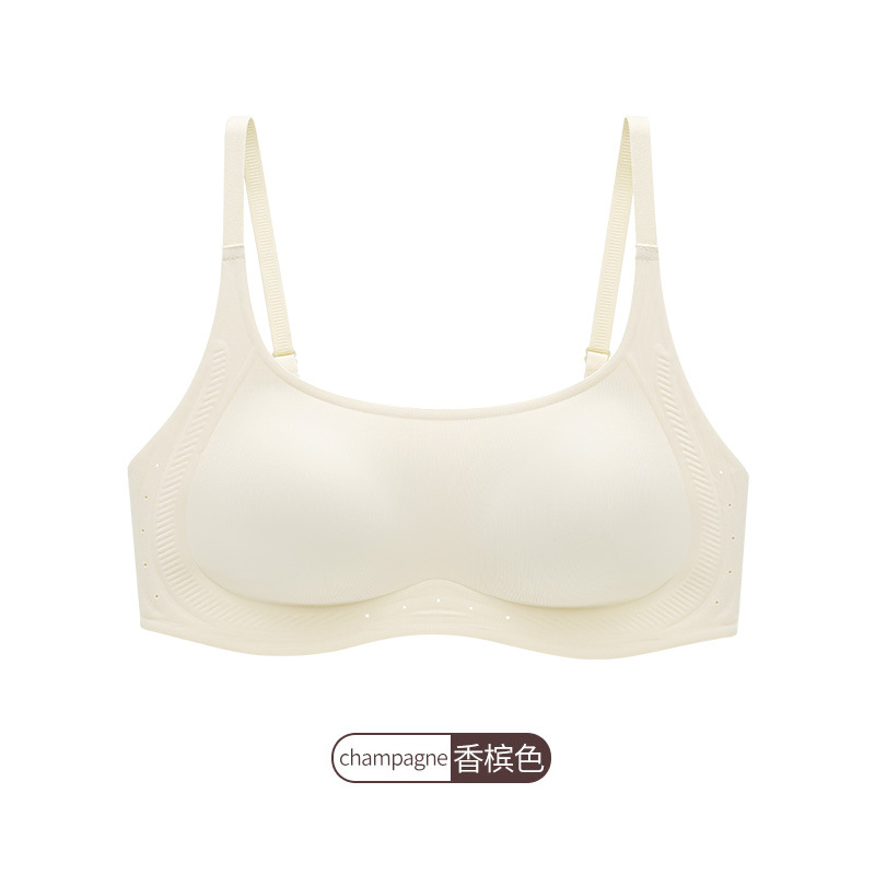 GD15 ropa interior de soporte suave damas ligera sin marcas sin anillo de acero sujetador se reúne contra la caída de la parte superior sujetador de copa fija