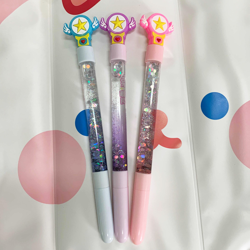 Dibujos animados lindo Hada palo lindo dibujos animados estrellas en aceite arenas movedizas magia creativa colorido arenas movedizas pluma de gel pluma