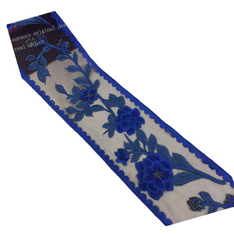 好物10CM涤纶网沙 蕾丝牡丹花叶子刺绣旗袍辅料绣花DIY条码花边