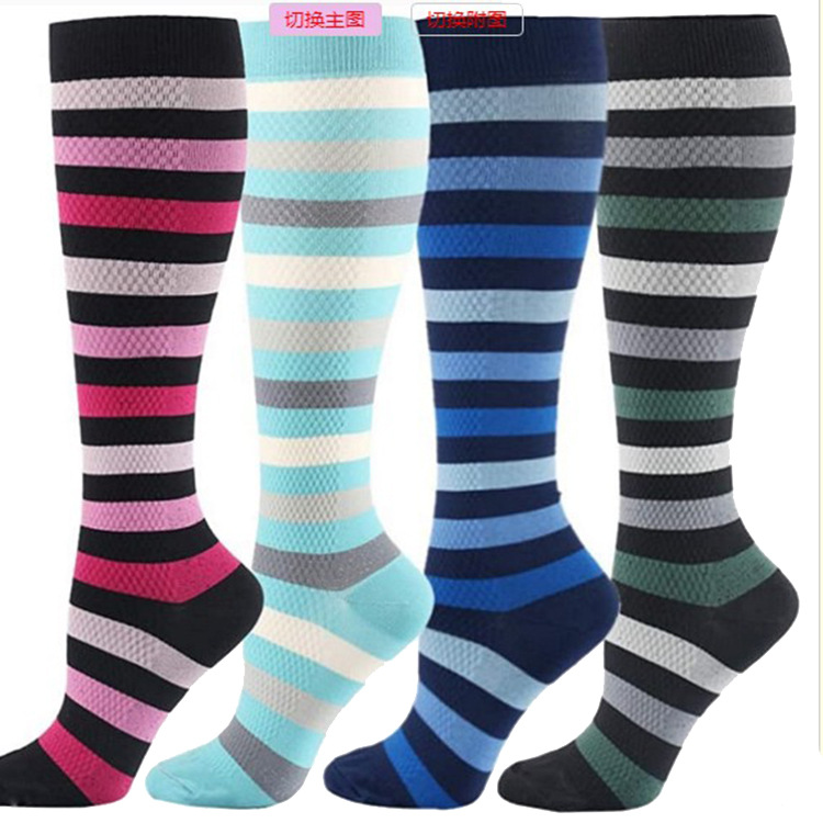 Calcetines de compresión de traje de color mixto exclusivo transfronterizo Calcetines deportivos de comercio exterior Calcetines de becerro Calcetines de compresión deportiva Hombres y mujeres Al por mayor