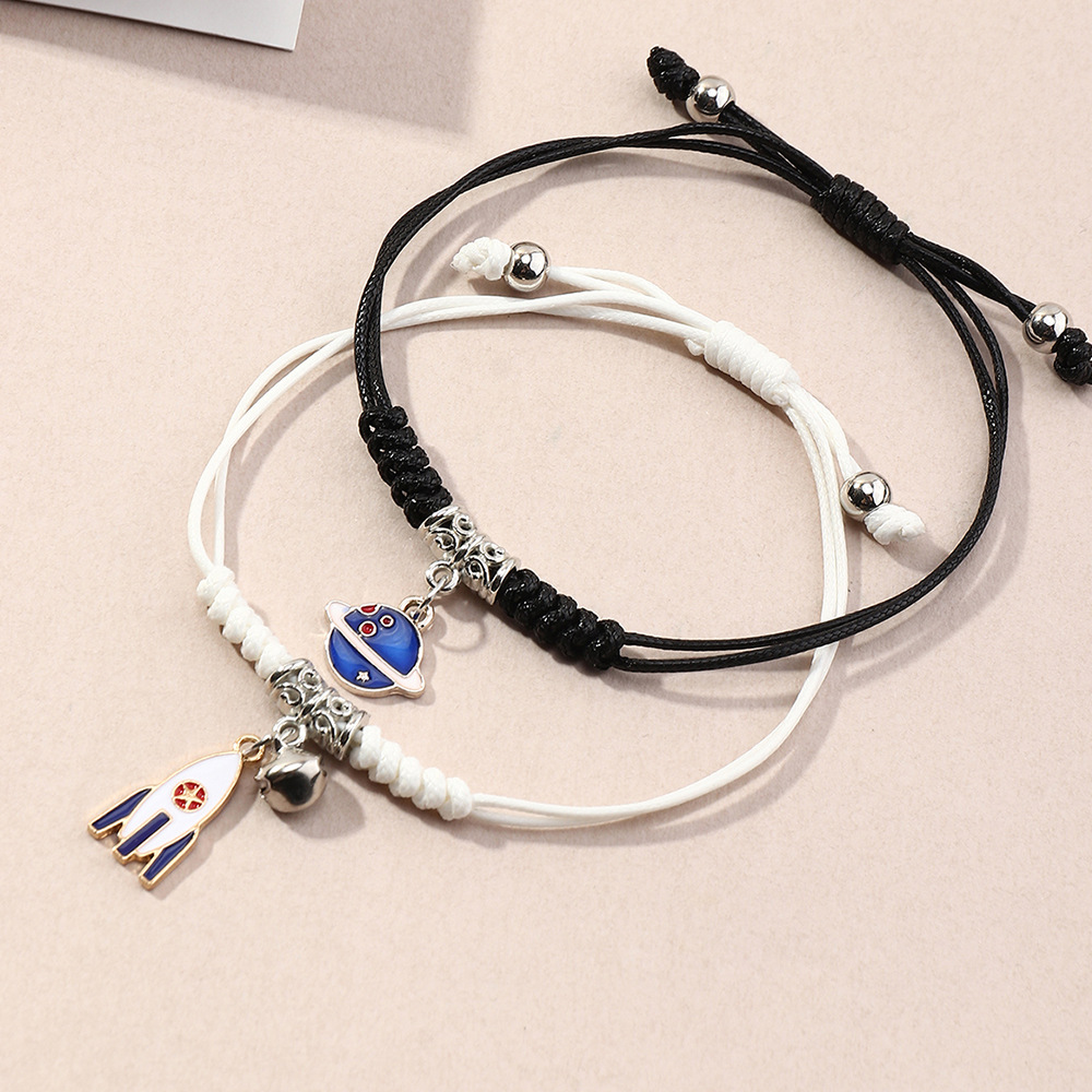 fashion alloy dripping planet rocket couple bracelet