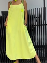 J 15994 Pocket Cotton Linen Dress ����ڴ��B��ȹ �羳�W����