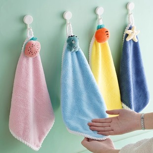 Hand Towel, Small Towel, Absorbent, Lint-Free, Coral Velvet Small Square Towel, Hanging, Cute, Kidsren's Home Kitchen Handkerchief