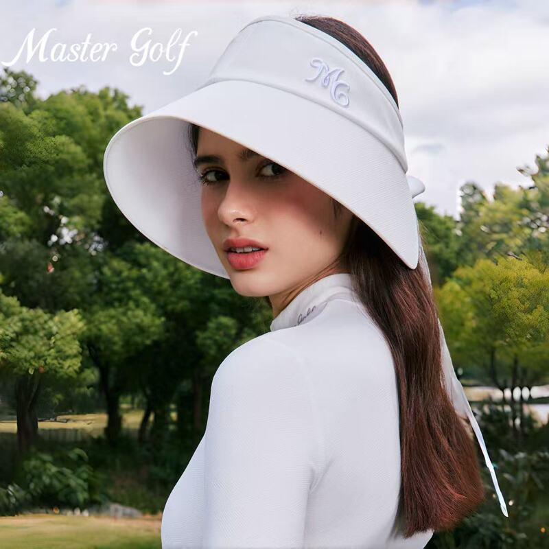 Golf Visor Hat for Women, Sun Protection, Large Brim, Detachable Bow, Fashionable, Versatile, Uv Protection, Outdoor Sports