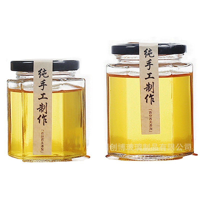 小玻璃瓶 100ml六棱蜂蜜瓶 玻璃酱菜瓶 果酱瓶 送封口贴 厂家供应