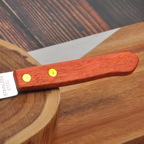 Wooden handle pointed knife household steak eating cutting steak knife fork Western cuisine knife serrated small knife stainless steel kitchenware