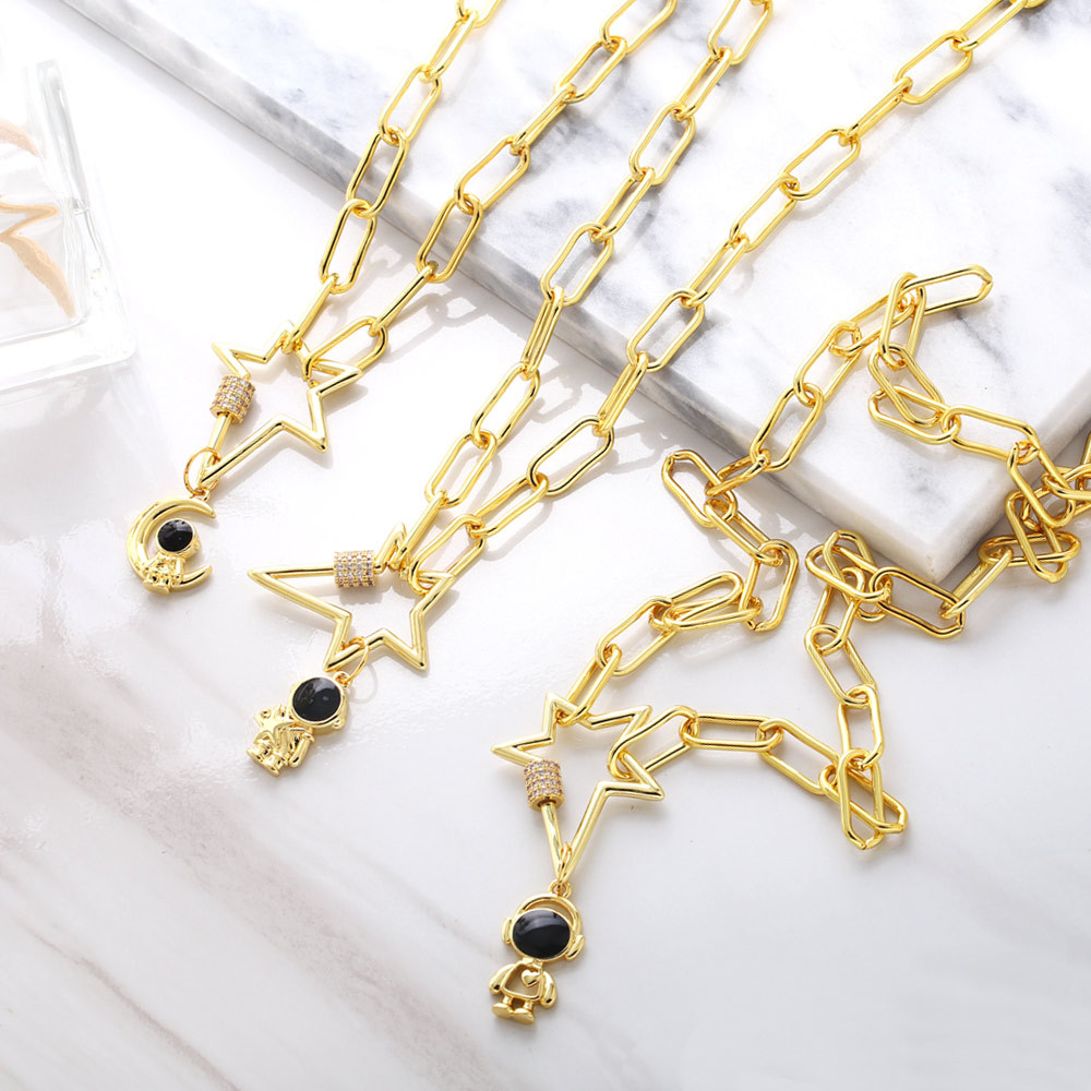 Cross-border Astronaut Necklace Creative Personality Thick Chain Astronaut Necklace