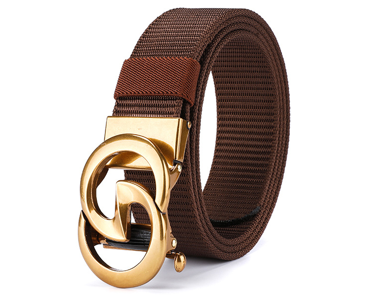 New Men's Automatic Buckle Canvas Belt Without Holes Thickened Nylon Waist Belt Simple Casual and Versatile for Business The Belt Can Be Cut Short_voghion.com