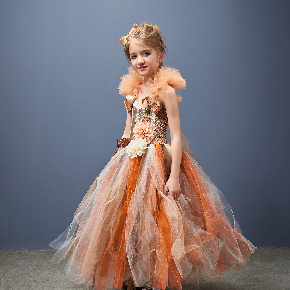 Girls' Flower Party Festival Princess Mesh Dress