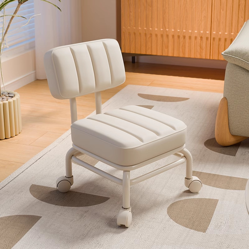 Rolling Stool with Swivel Wheels, Silent Household Stool for Children Learning to Walk, with Backrest, Shoe-Changing Bench, Child Care Tool Factory