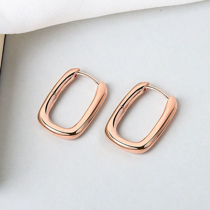 Earrings Geometric U-Shaped, European Style, Simple Elegant Design, Gold & Platinum Tones