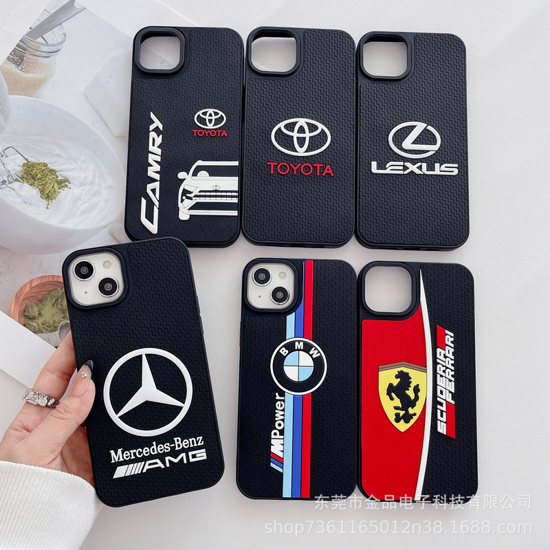 3D Stereo Silicone Car Sticker Leather Protective Cover Cartoon Iphone14Promax All Hard Shell Anti-Fall Mobile Phone Case