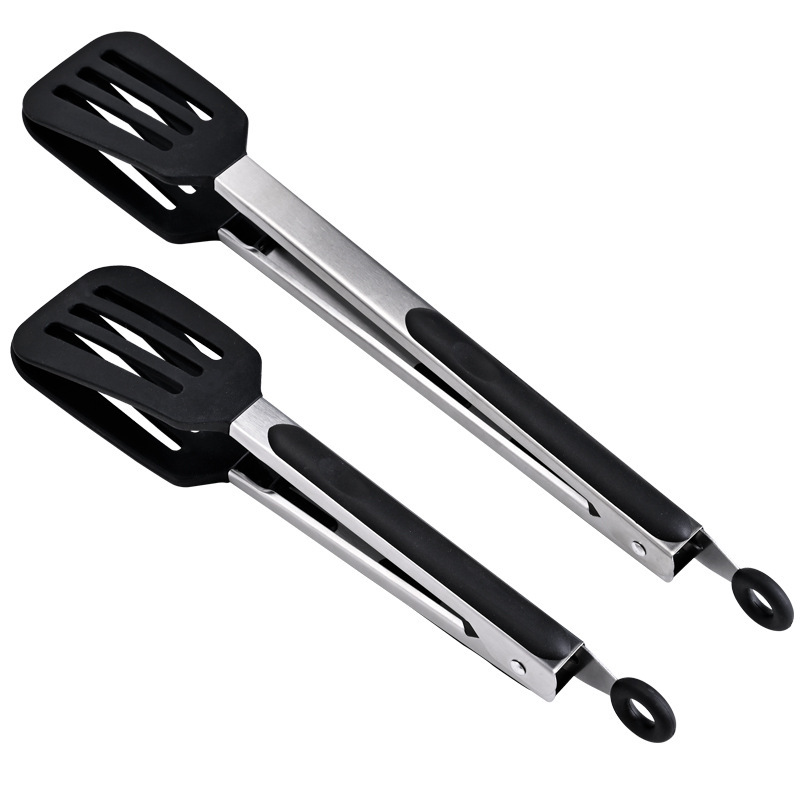 Silicone con pie de comida, pala de filtración de aceite, filete frito, clip de pescado, clip de alimentos de acero inoxidable, clip de pan, clip de barbacoa