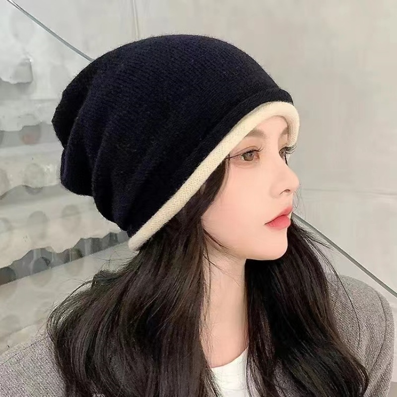 New Hot Selling Winter Hat Women's Stacked Hat Pullover Hat Knitted Wool Hat Fashion Cold Hat Warm Moon Hat_voghion.com
