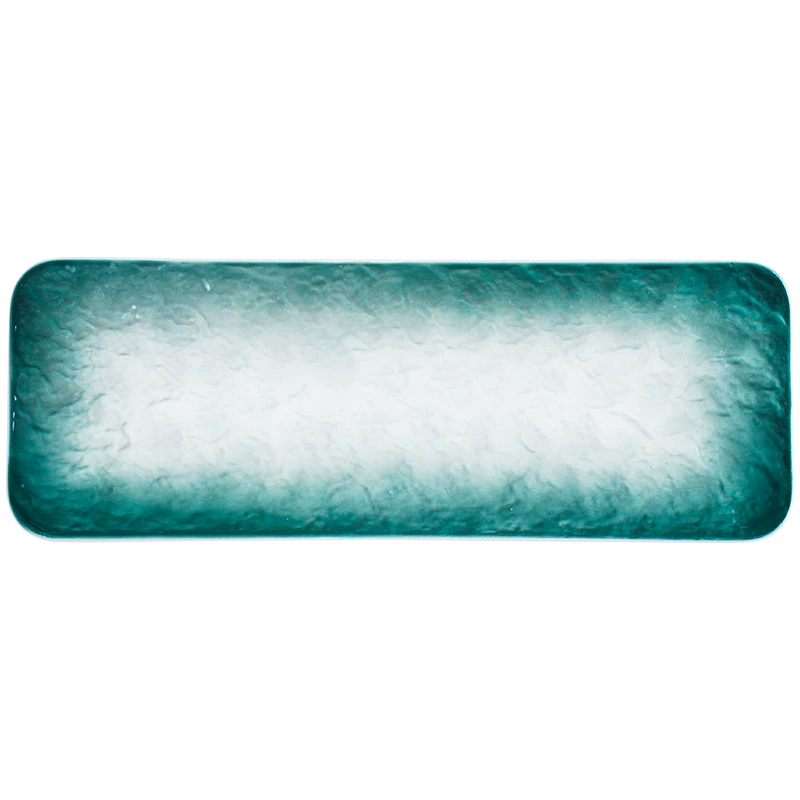 Japanese long-style ceramic sushi plate, rectangular sashimi dipping dish, stone-gradient glaze, multiple sizes
