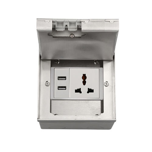 Factory embedded hidden European standard floor socket marble style UK stainless steel flat floor power socket