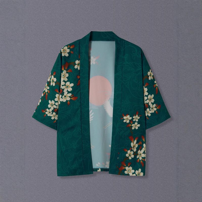 Chinese-Style Street Retro Cardigan Kimono Thin Harajuku Bf Loose Japanese Couple Style Japanese-Style Feather Coat Thin Jacket