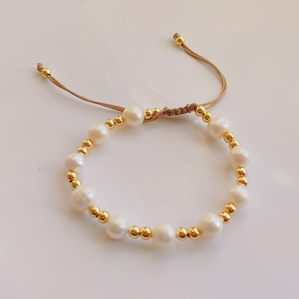 Mode Geometrisch Natürliche Süßwasser Perlen Kupfer Stricken Armbänder display picture 2