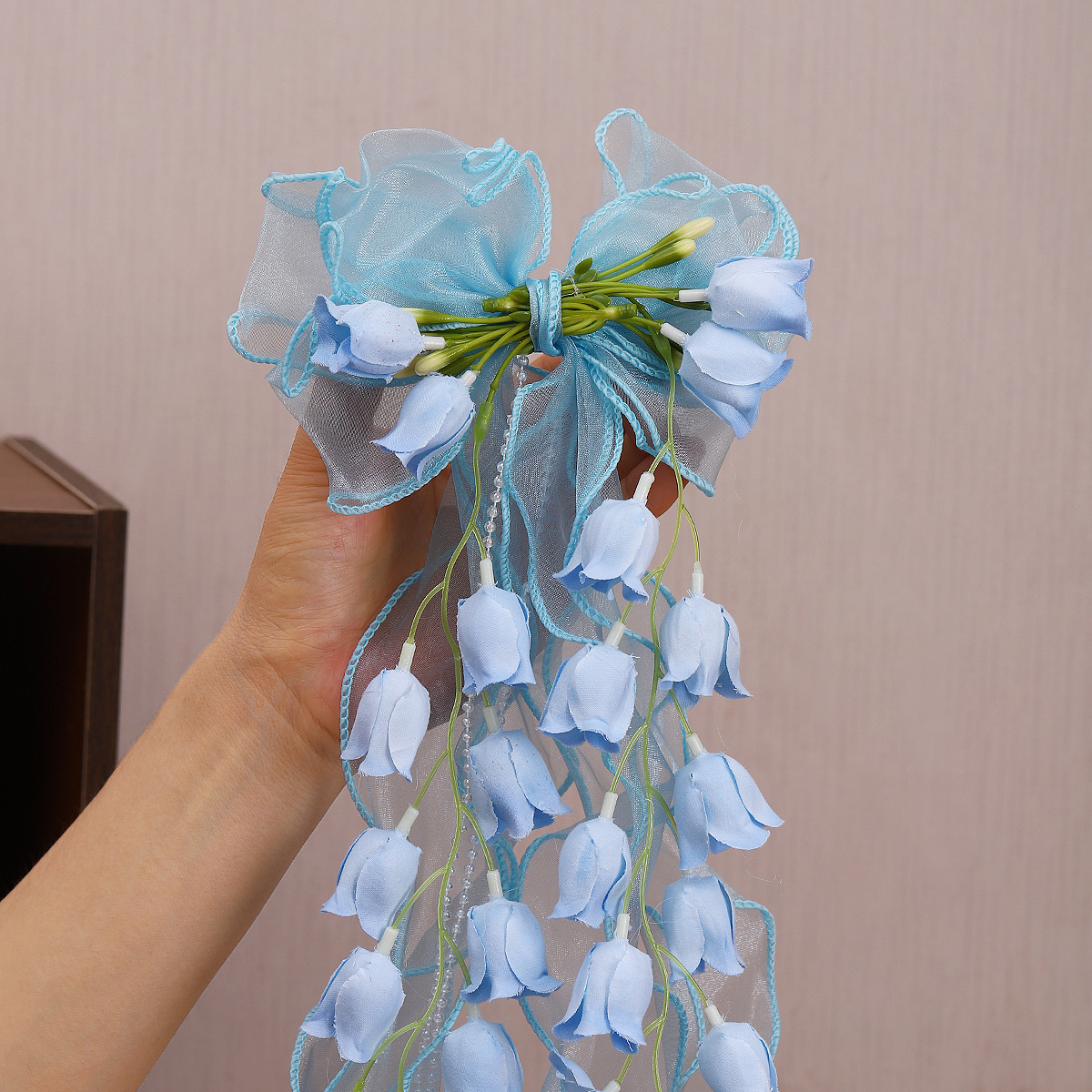 Orquídea de campana super inmortal arco clip de cabello para niños princesa correa trenzada joyas de cabello para niñas lindas flores clip de cabello