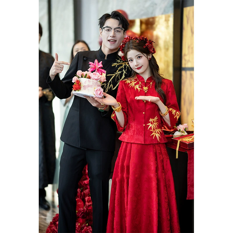 Новый китайский свадебный тост для невесты 2025 новый помолвка юбка для женщин высокого класса банкетный национальный стиль набор