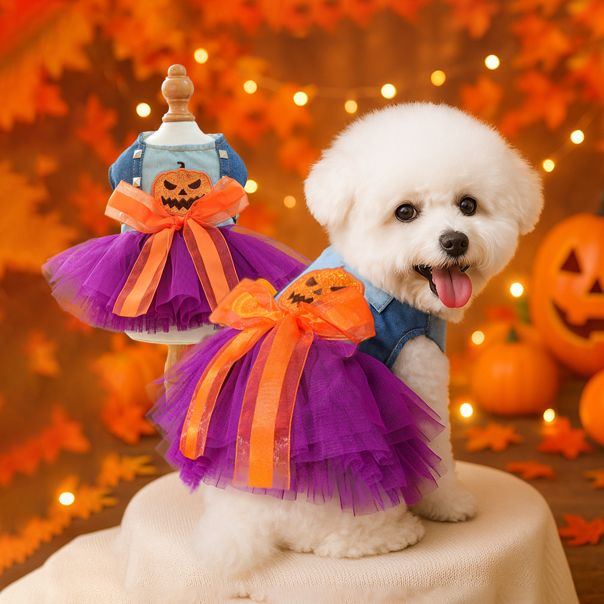 PETCIRCLE 할로윈 애완동물 의류 강아지 고양이 웨딩드레스 의상 독특한 호박 드레스 컬렉션