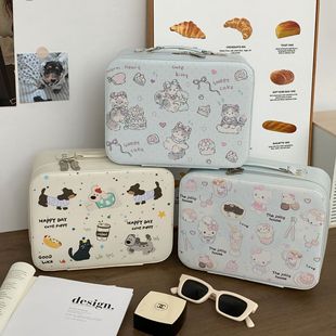 Cartoon Cake Cat Cosmetic Case Women's 2025 New High-value Large Capacity Skin Care Storage Portable Cosmetic Bag