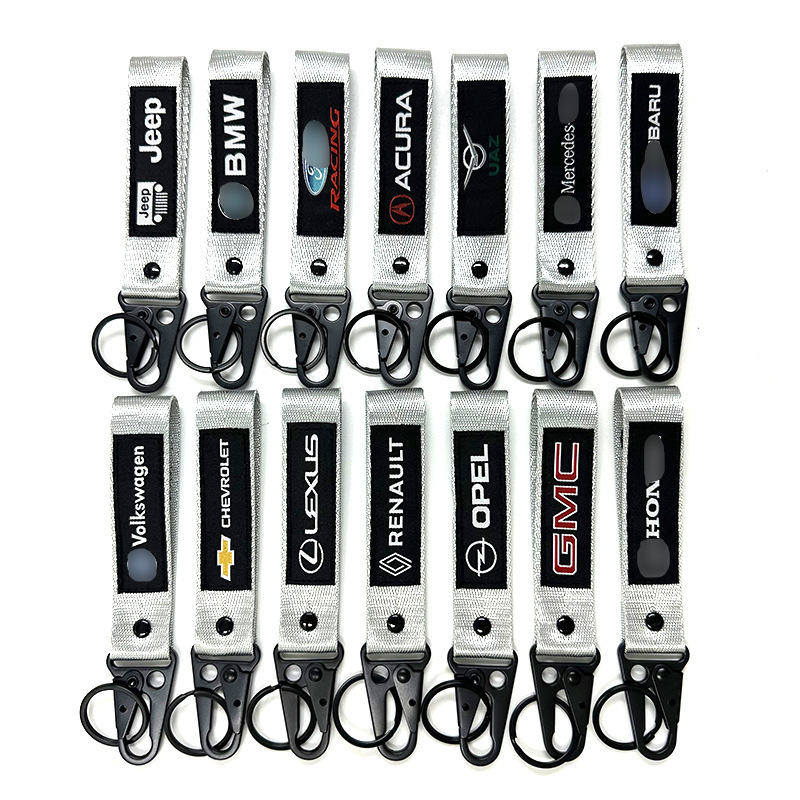 Silver Jdm Keychain Car Logo Embroidery Patch Pendant Modified Culture Motorcycle Eagle Beak Buckle Ribbon