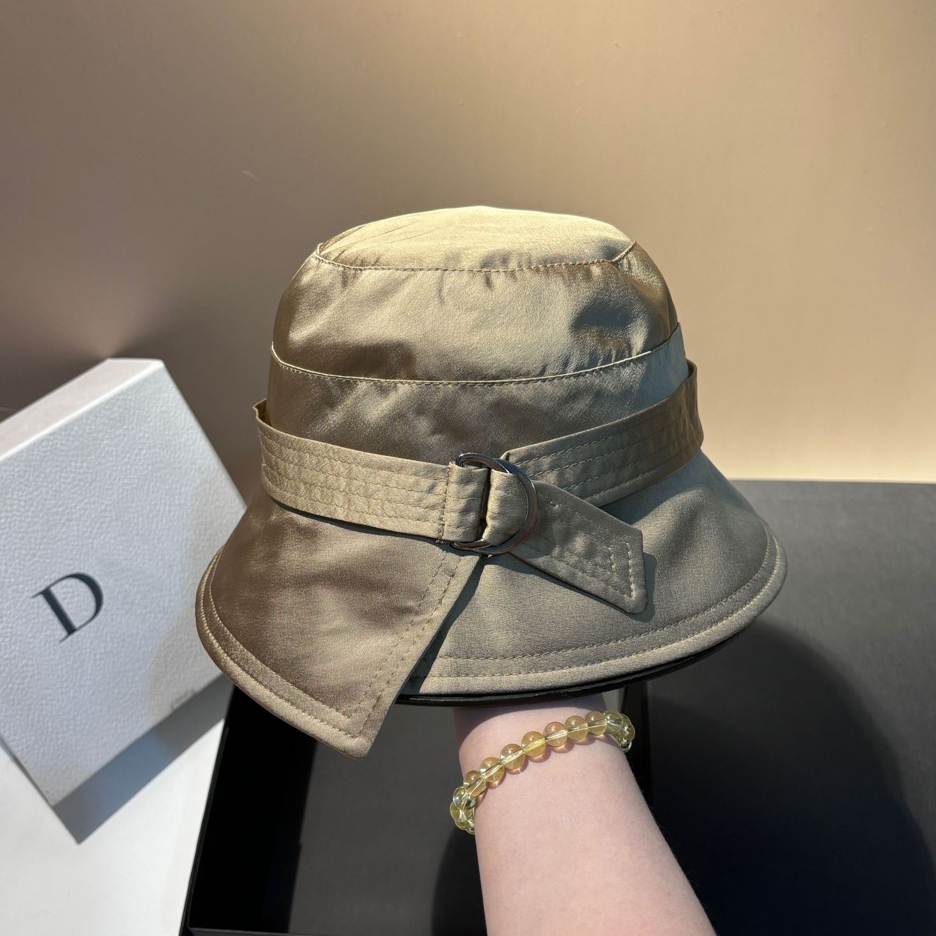 Spring/Summer New Acetate Fabric Belted Bucket Hat - Fashion Casual Youthful Versatile Luxury Designer Hat For Women - Thumbnail 8