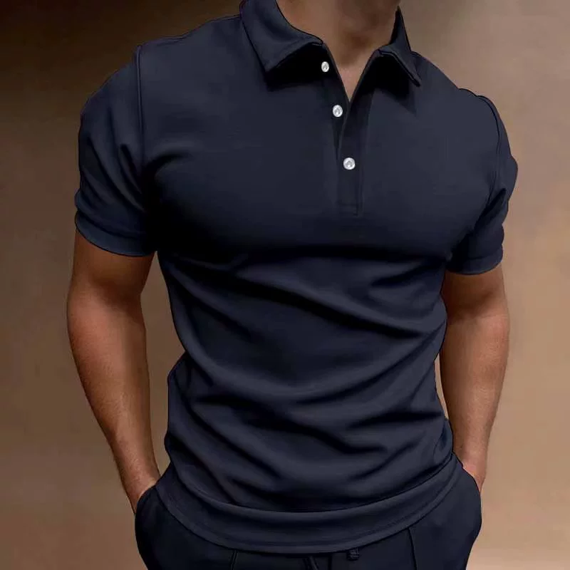 Летнее однотонное polo, футболка, рубашка, (торговля через границу), Amazon, с коротким рукавом