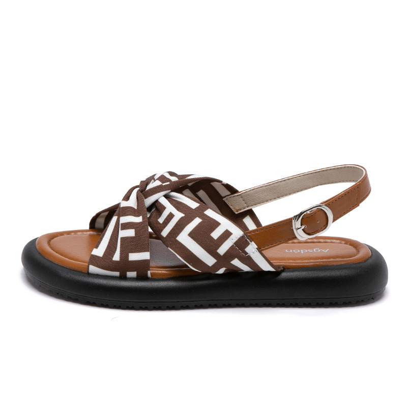 Sandalias de Mujer Augu Shiden, Verano 2025, Nuevas, Planas, Estilo Retro Romano, para Playa y Deportes al Aire Libre