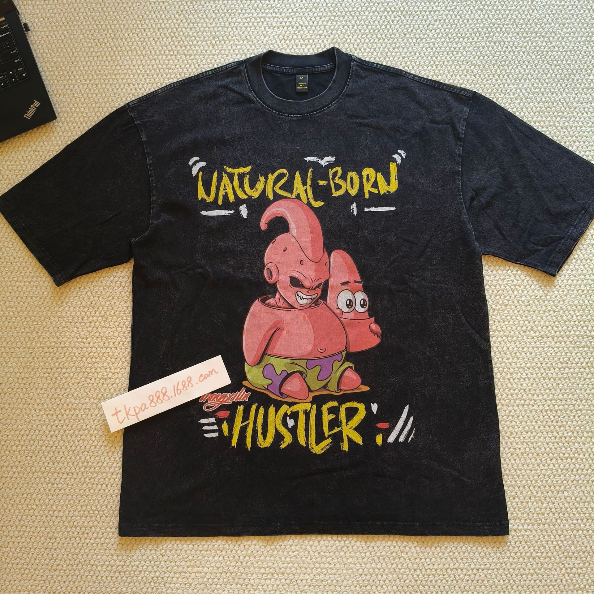 TKPA trendy men's T-shirt American street fashion cartoon direct spray printing new summer wash short-sleeved T-shirt men