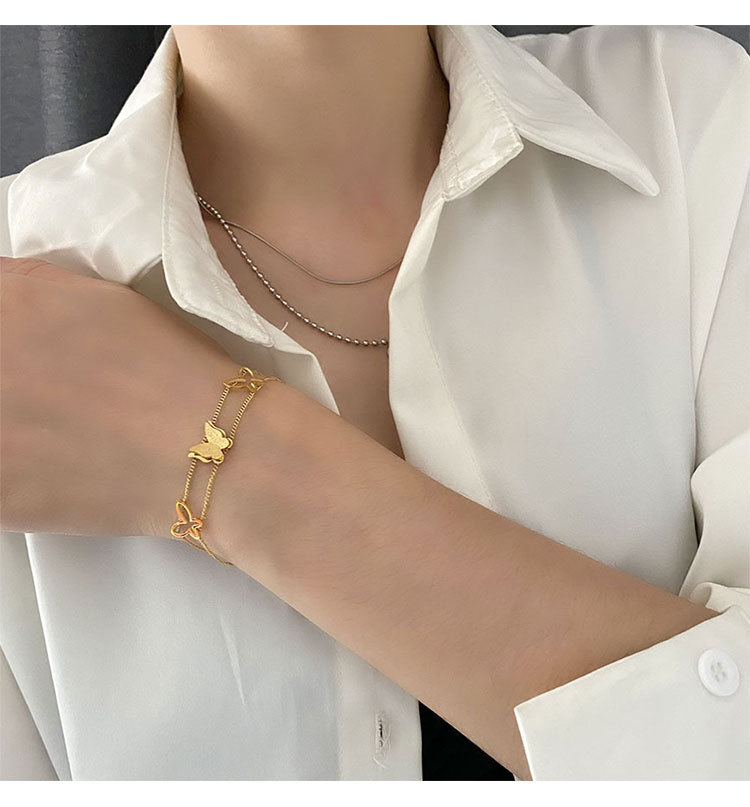 Fashion Butterfly Titanium Steel Plating Bracelets 1 Piece