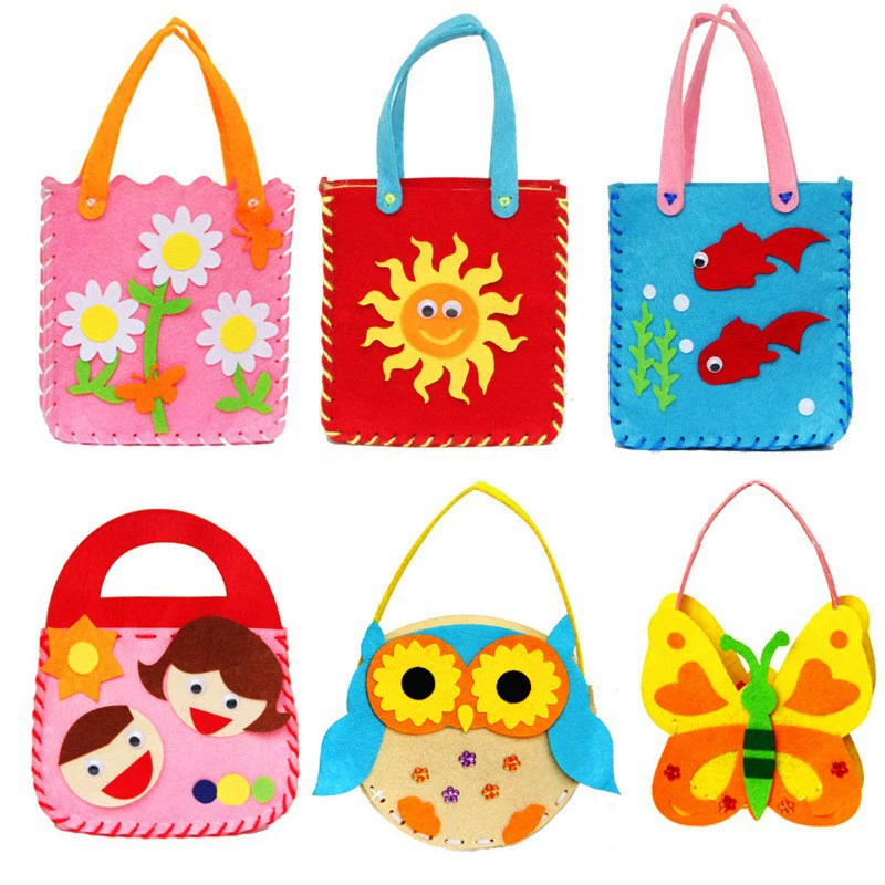 Felt Non-Woven Craft Bag Kit, DIY Handmade Purse Materials, 15×19 cm, Kids Craft Set