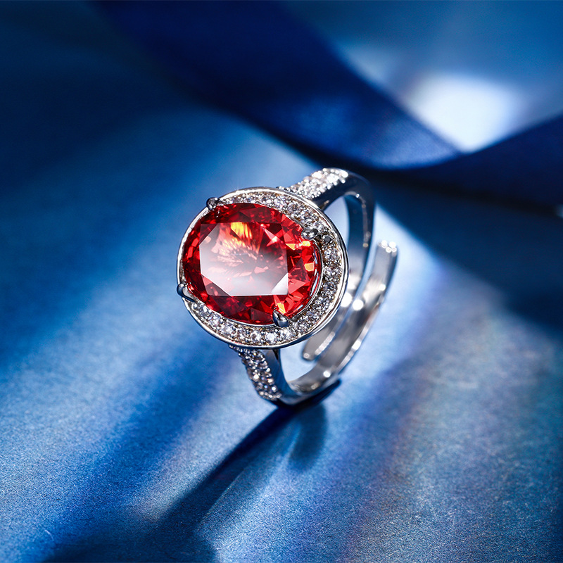 Zhuang Shengsheng Joyas Fondo de cobre chapado en oro Diamante de alto carbono Flor de hielo Corta Paloma Huevo de cobre con incrustaciones Anillo de estilo simple Mujer 10*12