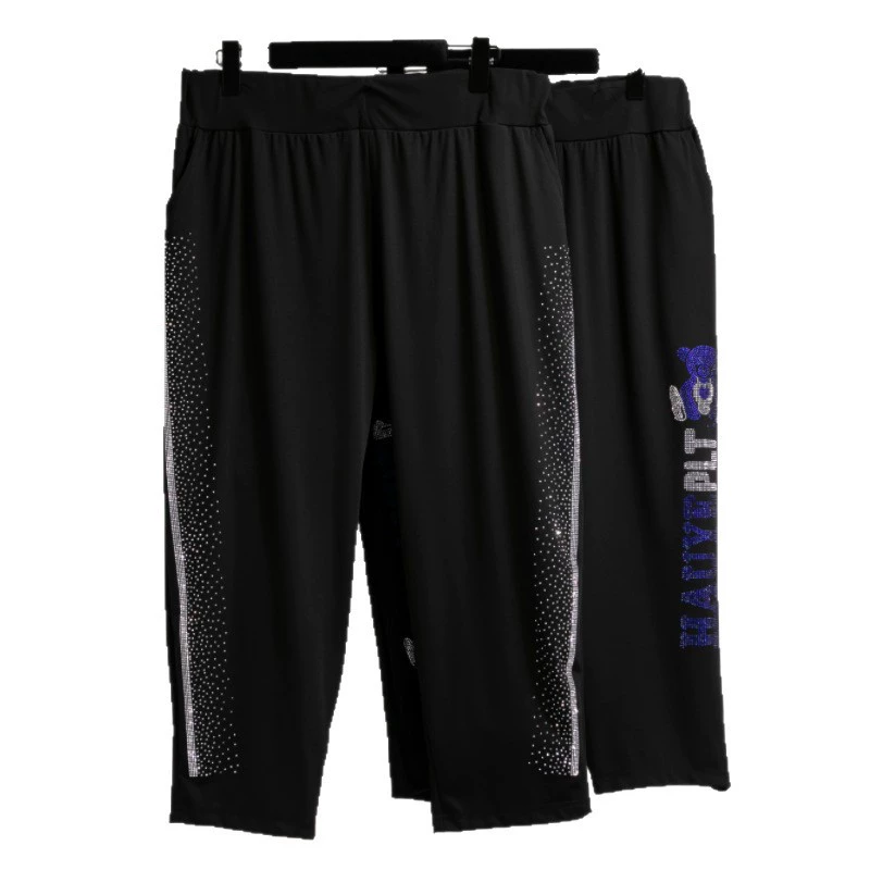 Elastic trousers, plus size, high waist
