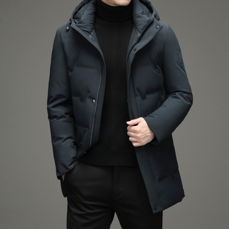 Winter Thickeneded Warm down Jacket Men's Middle-Aged Men's Mid-Length Hooded New Casual Men's Jacket Dad Wear