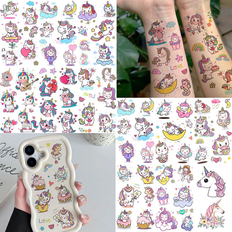 New Cartoon Unicorn Temporary Tattoo Stickers for Children, Cross-Border Arm Stickers, TEMU European and American Tattoo Amazon